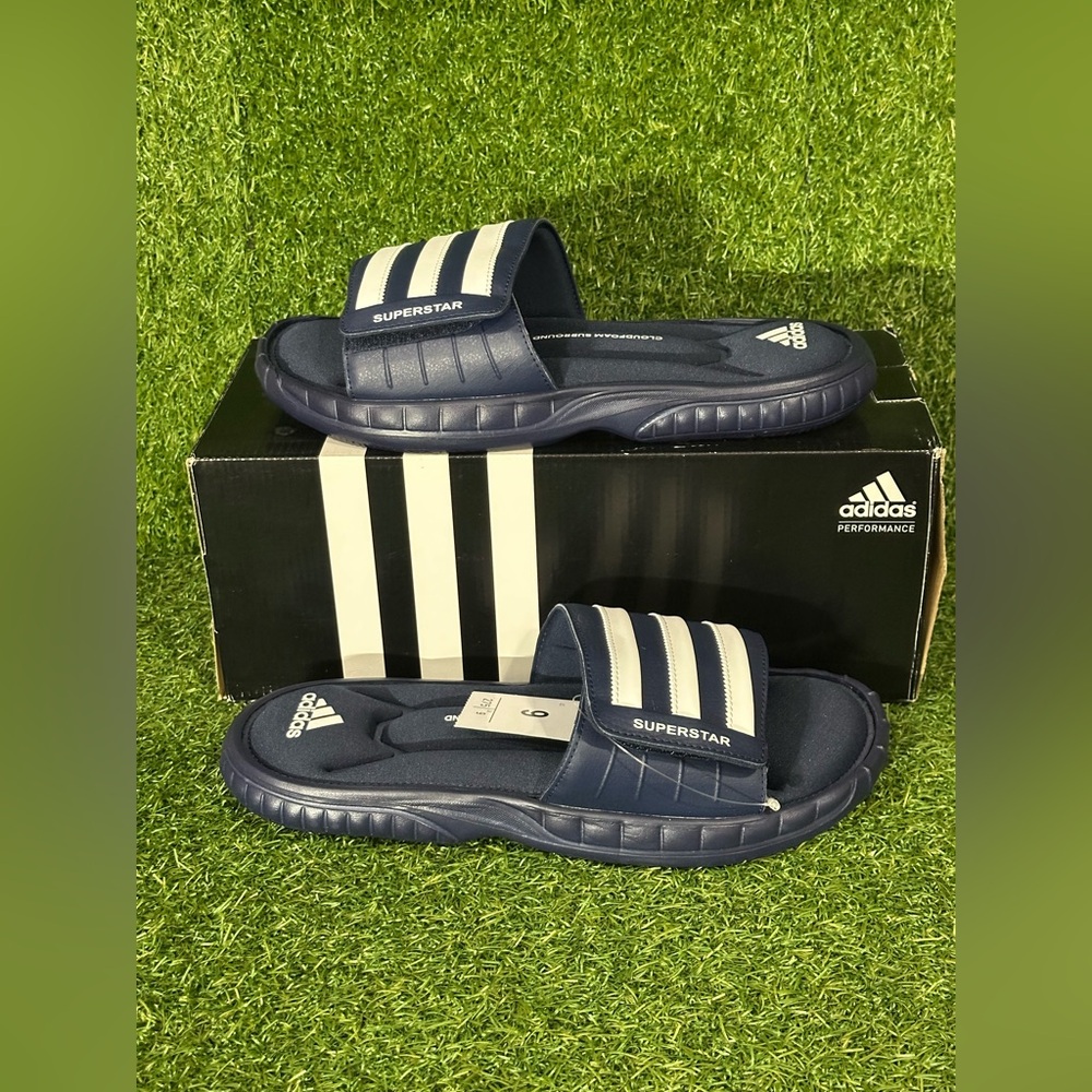 ADIDAS SUPERSTAR 3G SLIDE , SIZE 9 MENS, COLOR NAVY BLUE/ WHITE, BRAND NEW